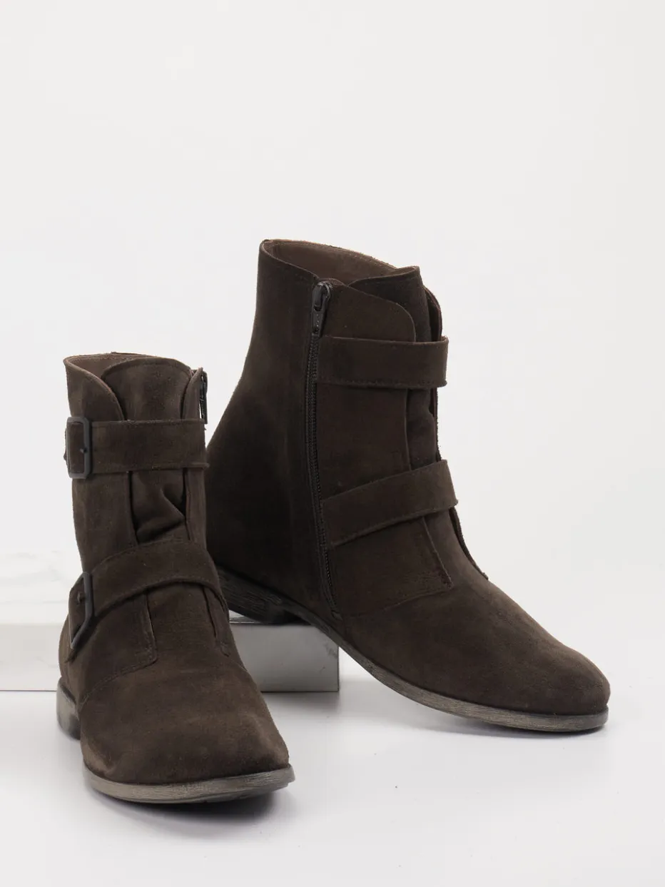 Damen Think – Stiefelette aus Veloursleder Dunkel