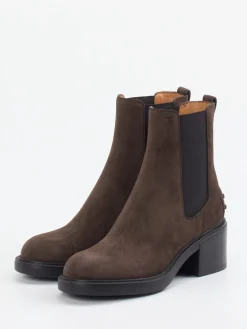 Damen Tod's – Chelsea Boots aus Veloursleder Dunkel