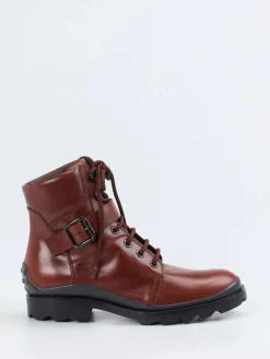 – Combat Boots aus Kalbleder kastanien*Tod's Hot