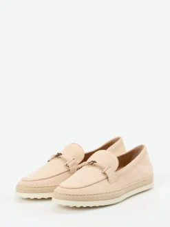 Damen Tod's – Loafer aus Veloursleder in Puderrosa