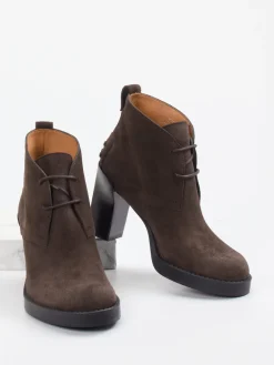– Schnür-Booties aus Veloursleder Dunkel*Tod's Sale