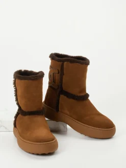 Damen Tod's – Winterboots aus Veloursleder kastanien