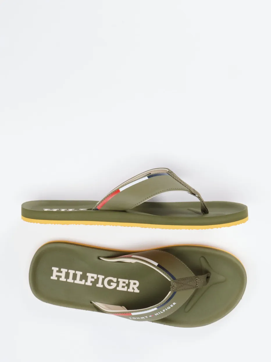 Herren Tommy Hilfiger – Zehentrenner aus Textil in Oliv