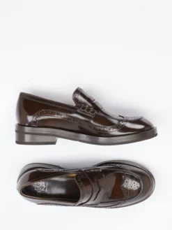 Damen Truman's – Loafer aus Hochglanzleder Dunkel