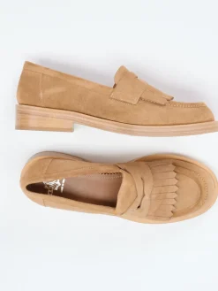 Damen Truman's – Loafer aus Veloursleder sandbeige