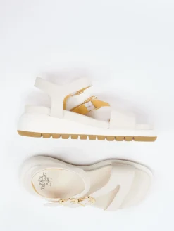 Damen Truman's – Plateau-Sandalen aus Hirschleder creme