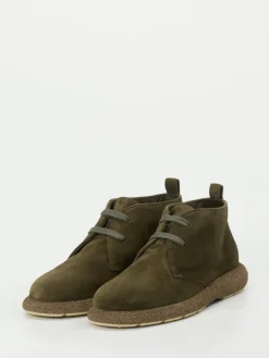 – Schnürstiefelette aus Veloursleder oliv*Truman's Sale