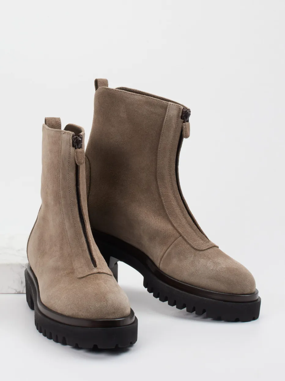 Damen Truman's – Stiefeletten aus Veloursleder in Taupe