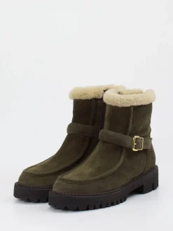 Damen Truman's – Stiefeletten aus Veloursleder oliv