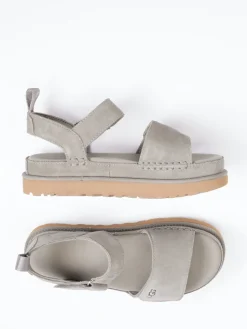 Damen UGG – Komfortsandalen aus Nubukleder steingrau