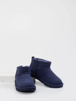 Kinder UGG – Lammfell-Boots aus Veloursleder dunkel