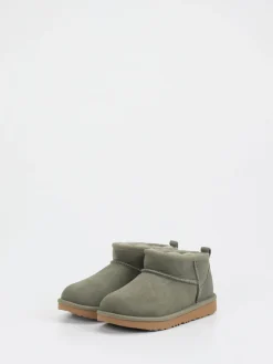 Kinder UGG – Lammfell-Boots aus Veloursleder oliv