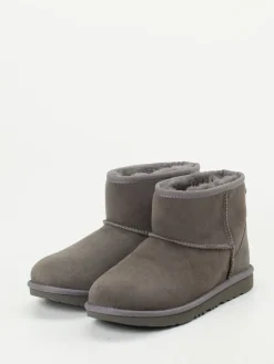 Kinder UGG – Lammfell-Boots aus Veloursleder anthrazit
