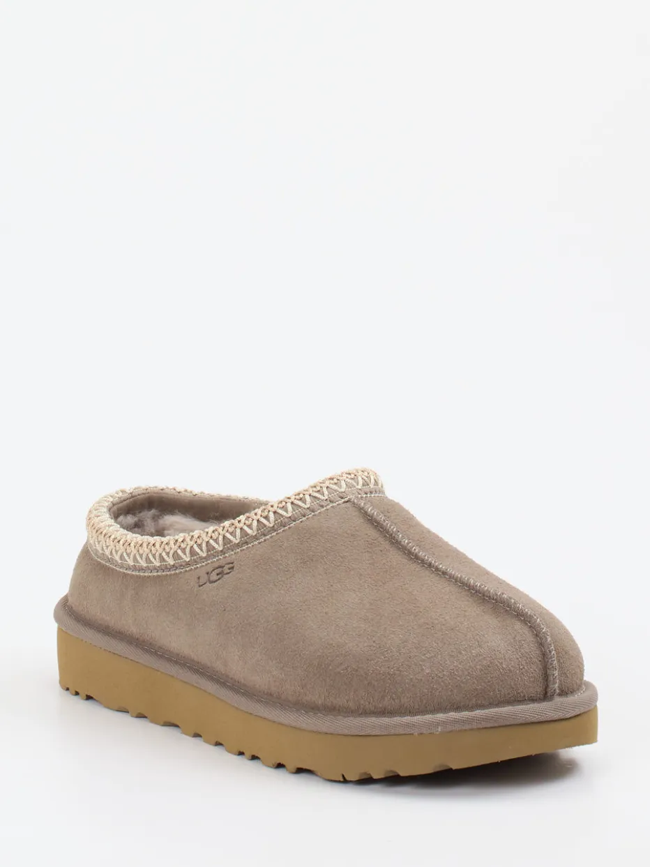 Damen UGG – Lammfell-Slipper aus Veloursleder taupe