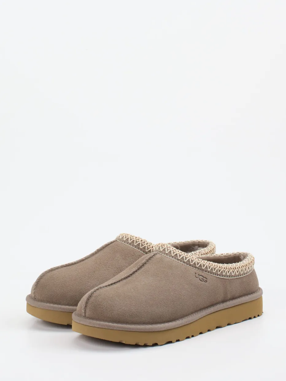 Damen UGG – Lammfell-Slipper aus Veloursleder taupe