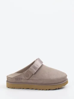 Damen UGG – Pantolette aus Veloursleder in Taupe