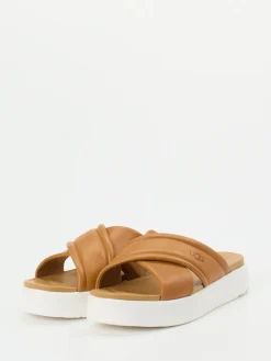 Damen UGG – Plateau-Sandalen aus Kalbleder cognacfarben