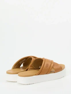 Damen UGG – Plateau-Sandalen aus Kalbleder cognacfarben