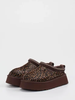 Damen UGG – Plattform-Hausschuh aus Fell mit Leopardmuster