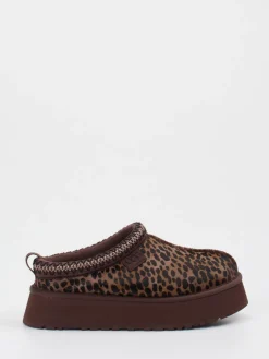Damen UGG – Plattform-Hausschuh aus Fell mit Leopardmuster