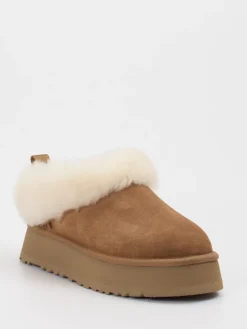 Damen UGG – Plattform-Hausschuh aus Veloursleder karamell