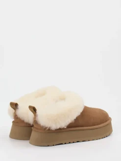 Damen UGG – Plattform-Hausschuh aus Veloursleder karamell