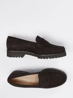 Damen Unützer – Loafer aus Veloursleder dunkel