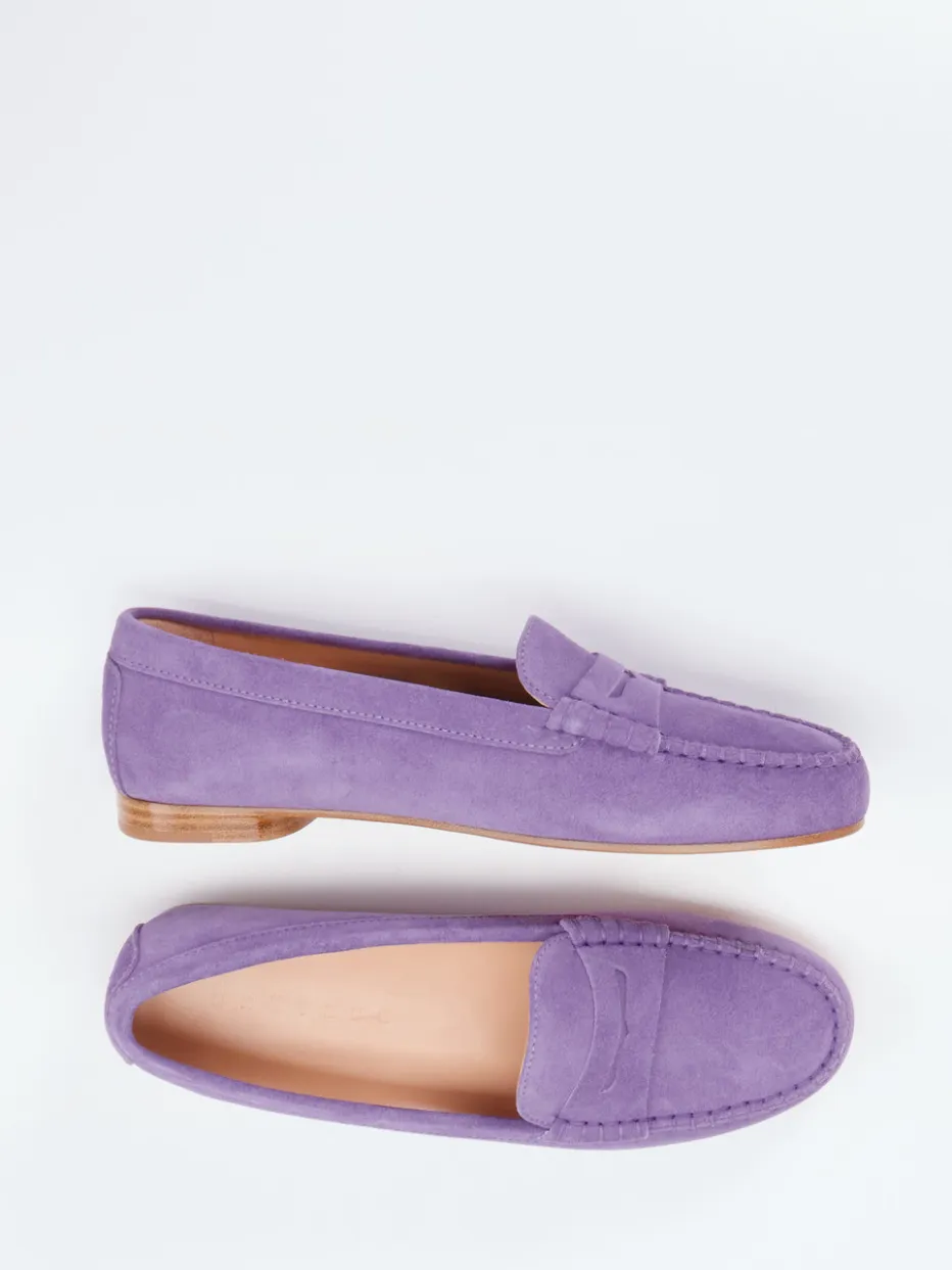 Damen Unützer – Loafer aus Veloursleder in Flieder