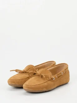 Damen Unützer – Mokassins aus Veloursleder cognacfarben