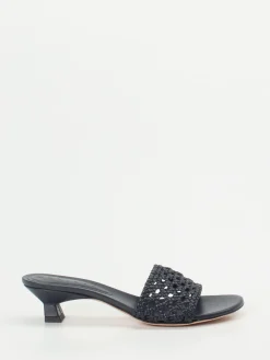 Damen Unützer – Mules aus Flechtleder in Dunkel