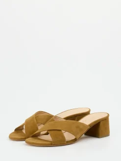 Damen Unützer – Mules aus Veloursleder cognacfarben