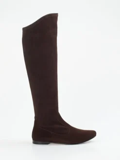 Damen Unützer – Overknee-Stiefel aus Veloursleder Dunkel