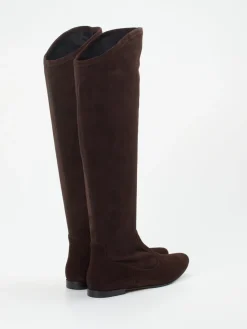 Damen Unützer – Overknee-Stiefel aus Veloursleder Dunkel