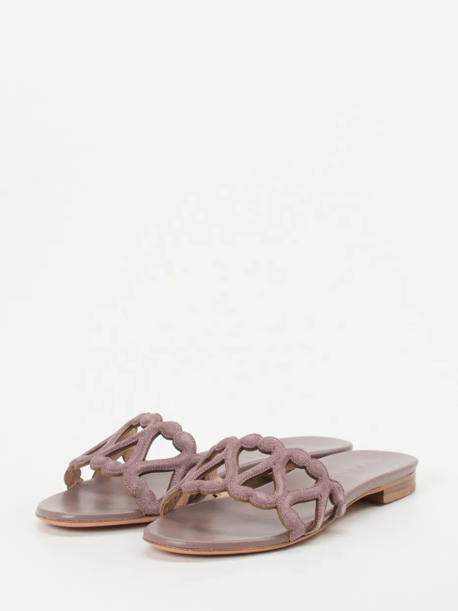 Damen Unützer – Sandale aus Veloursleder in Altrosa