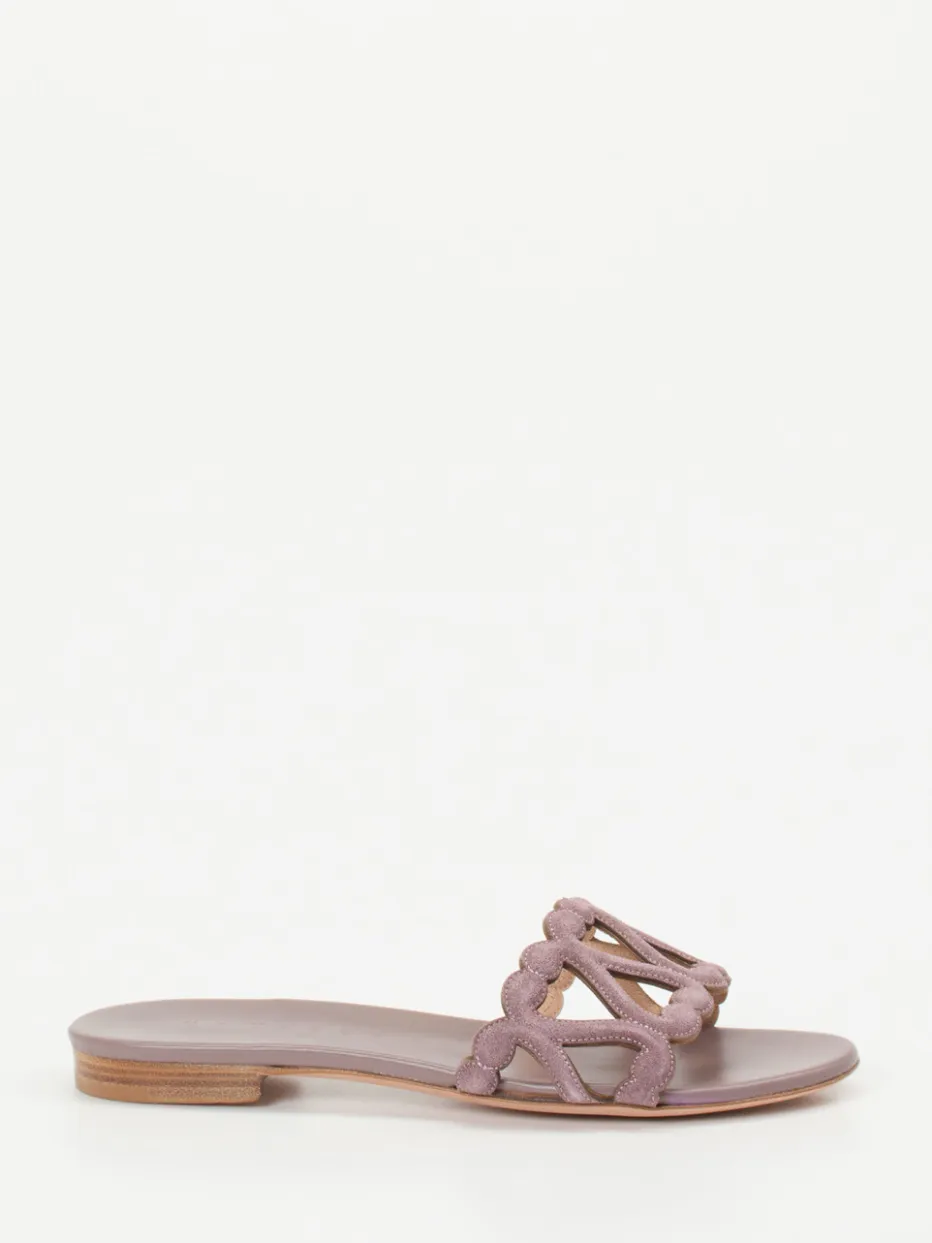 Damen Unützer – Sandale aus Veloursleder in Altrosa