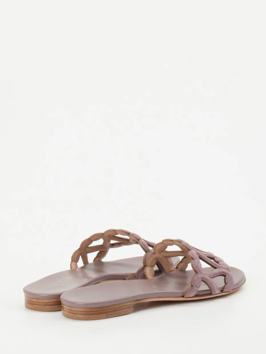 Damen Unützer – Sandale aus Veloursleder in Altrosa