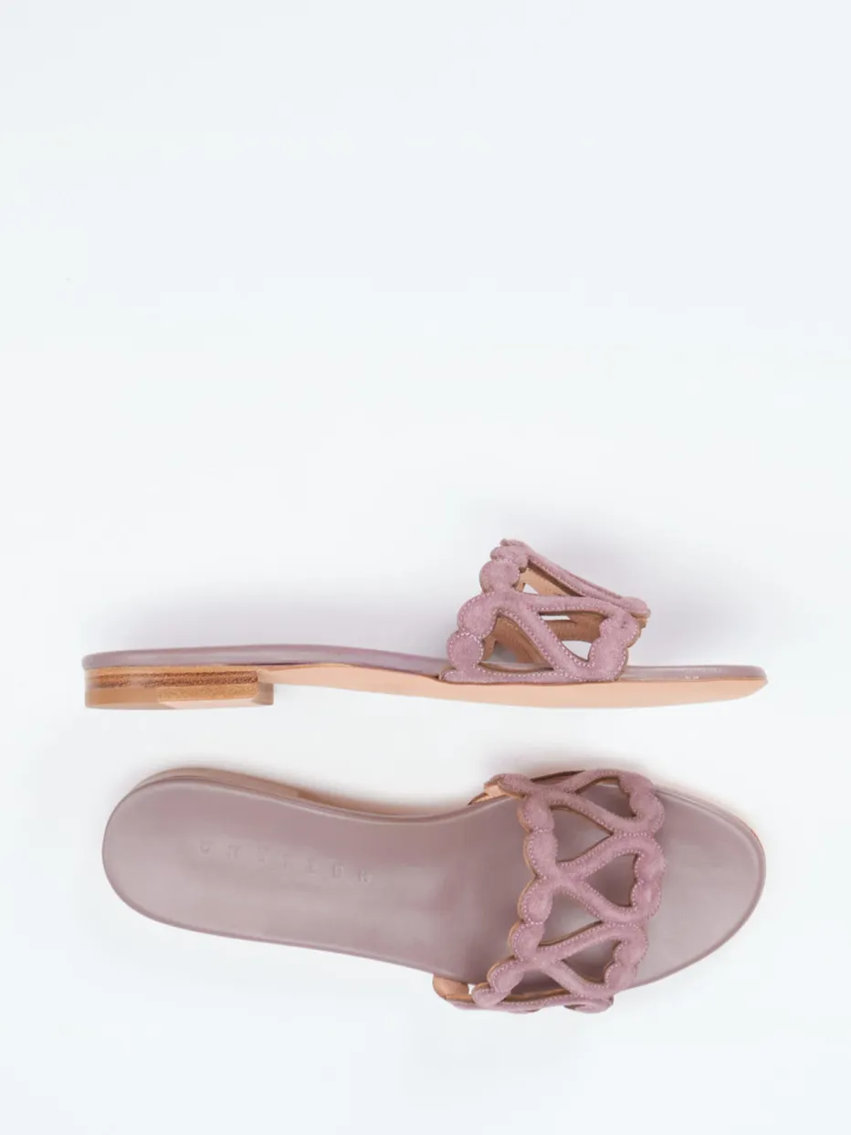 Damen Unützer – Sandale aus Veloursleder in Altrosa