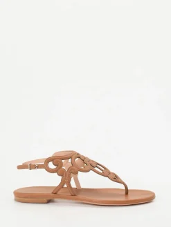 Damen Unützer – Zehentrenner-Sandalen aus Kalbleder cognac