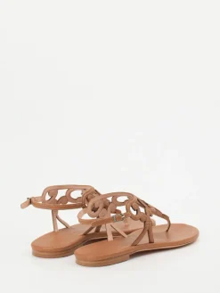 Damen Unützer – Zehentrenner-Sandalen aus Kalbleder cognac