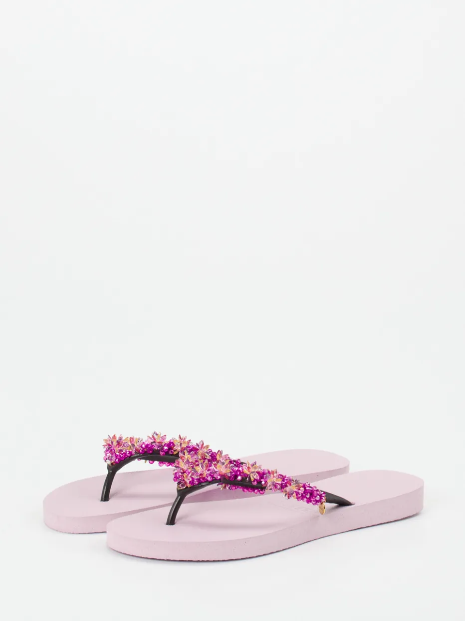 Damen Uzurii – Zehentrenner aus Gummi mit Perlenblüten