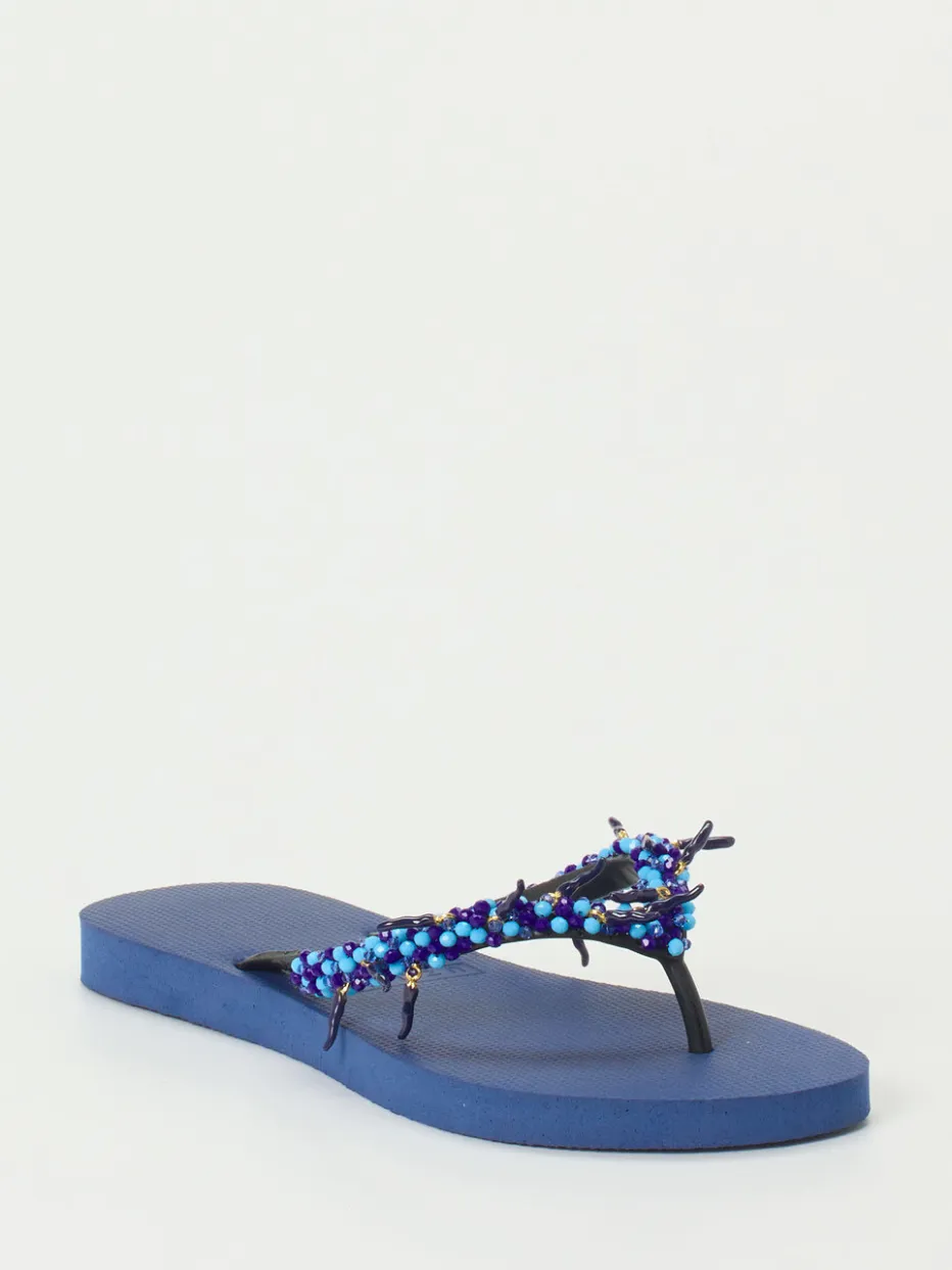 Damen Uzurii – Zehentrenner aus Gummi mit Perlenbesatz