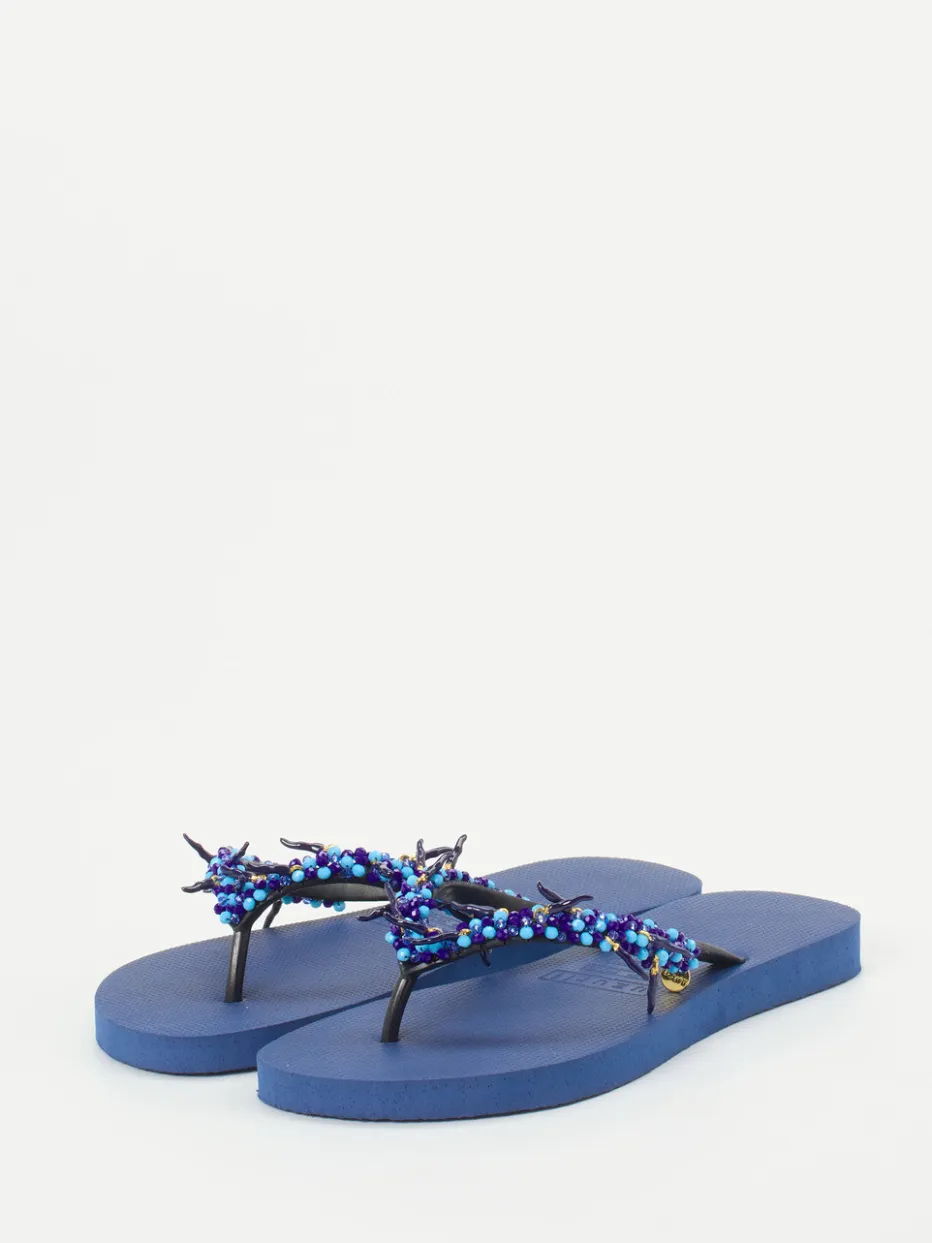 Damen Uzurii – Zehentrenner aus Gummi mit Perlenbesatz