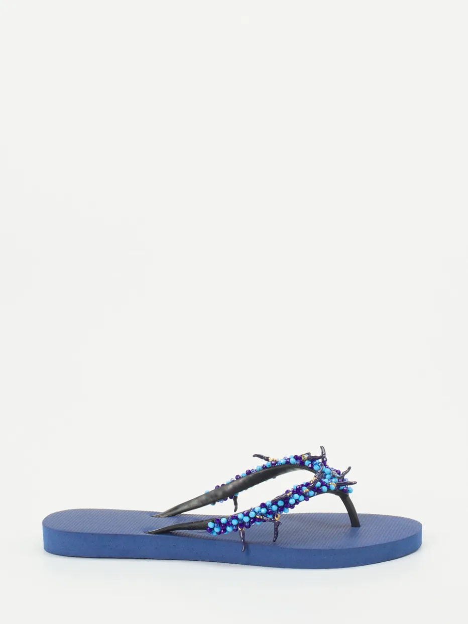 Damen Uzurii – Zehentrenner aus Gummi mit Perlenbesatz