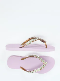 – Zehentrenner aus Gummi mit Strass in Flieder*Uzurii Discount