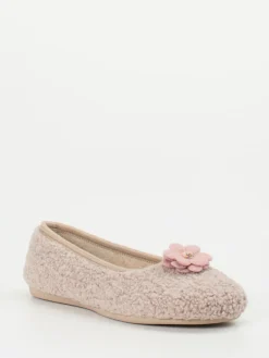 Damen Varomed – Ballerina-Hausschuh aus Textil in Altrosa