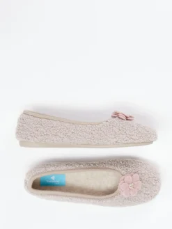 Damen Varomed – Ballerina-Hausschuh aus Textil in Altrosa