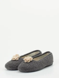 Damen Varomed – Ballerina-Hausschuh aus Textil anthrazit