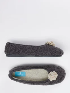 Damen Varomed – Ballerina-Hausschuh aus Textil anthrazit