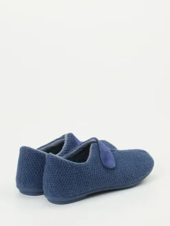 – Klett-Hausschuh aus strukturiertem Textil Dunkel*Varomed