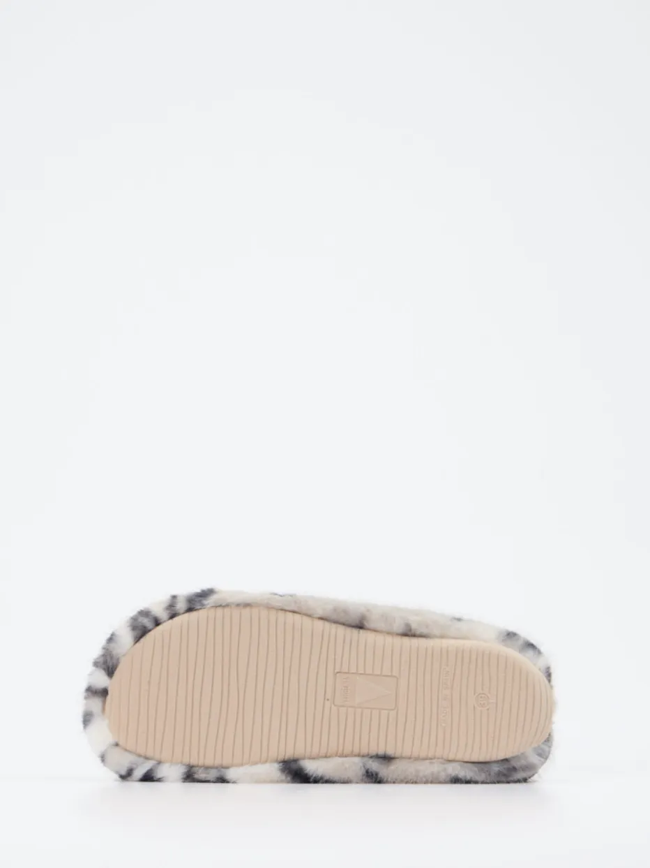Damen Verbenas – Pantoffeln aus Fell mit Leopardenmuster